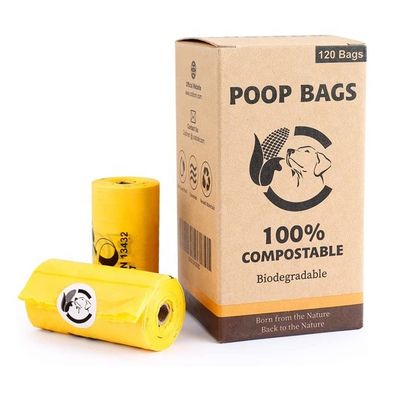Venta al por mayor 100% compostable biodegradable bolsa de excremento para perros bolsas de embalaje sostenibles proveedor de China OEM diseño de logotipo personalizado