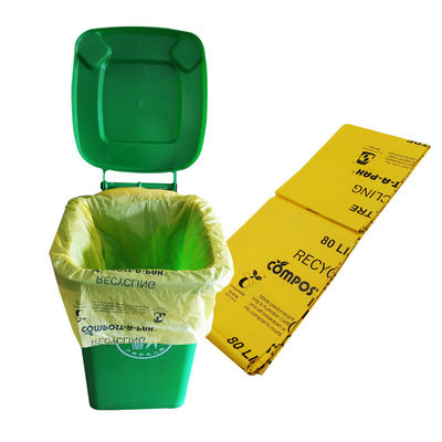 Fabrica 100% biodegradable Eco amigable Sostenible mayorista al por mayor almidón de maíz personalizado con tapa plana bolsas de basura compostables acepta personalizar