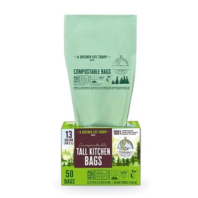 Venta al por mayor Sostenible 100% de almidón de maíz biodegradable Impreso a medida Alta cocina compostable Bolsa de contenedor de basura para chatarra de alimentos