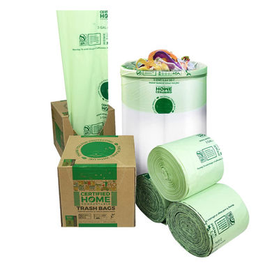Con un logotipo personalizado 100% compostable basado en almidón de maíz ecológico sostenible Impresión biodegradable desechable portable contenedor de basura