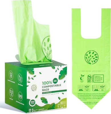 Bolsas de basura con asas y fuelle compostables y ecológicas