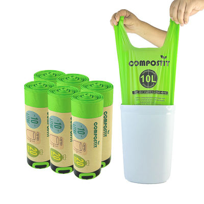 Buen precio T-shirt manija compostable bolsas de basura biodegradable papel clásico envolvente enrollado en línea