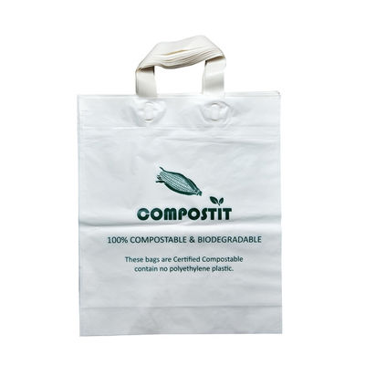 Buen precio Bolsas de compras compostables reutilizables impresas a medida con mango de bucle suave en línea