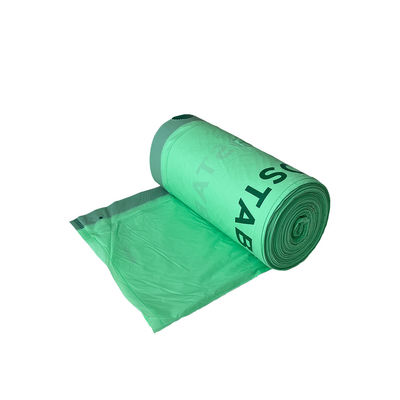 Bolsas de basura de cuerda de tira verdes biodegradables no tóxicas con logotipo personalizado