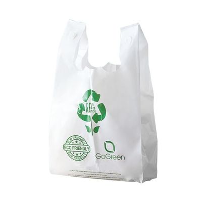 Buen precio Compostable 100% de maíz y almidón sostenibles Eco-amigable Frutas frescas y verduras Embalaje Bolsa de camiseta de plástico biodegradable en línea