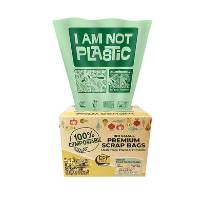 Buen precio Venta al por mayor Sostenible 100% de almidón de maíz biodegradable Impreso a medida Alta cocina compostable Bolsa de contenedor de basura para chatarra de alimentos en línea